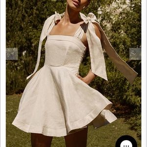DISSH - Aisle pearl Linen Bow mini Dress